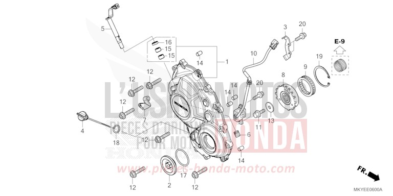 PANNEAU CARTER-MOTEUR D. de CB650R PEARL SMOKY GRAY (NHC53) de 2024