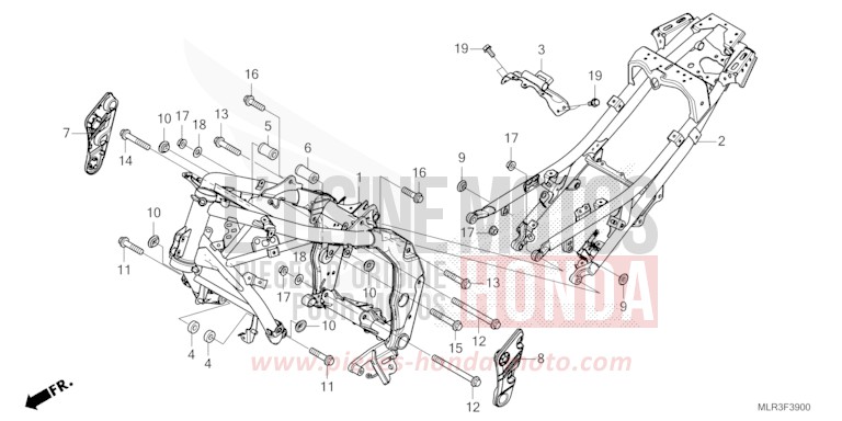 CARROSSERIE DE CHASSIS de CBR500R GRAND PRIX RED (R380) de 2024