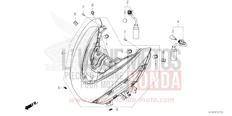 CLIGNOTANT AVANT de FSH125 MAT TECHNO SILVER METALLIC (NHB18) de 2021