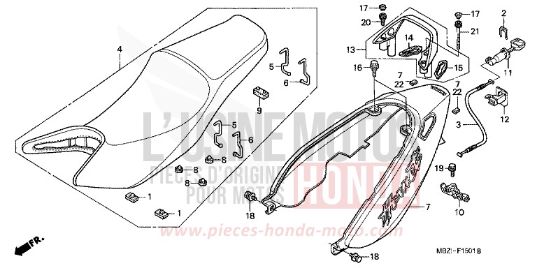 SIEGE/MOULURE DE SIEGE (CB600F3/4/5/6) de Hornet PEARL BREEZY BLUE (PB341) de 2006