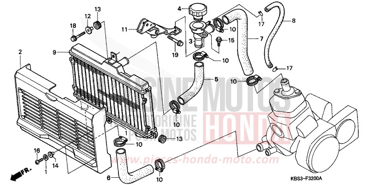 RADIATEUR de NSR125R REAL WHITE (NH250K) de 1994