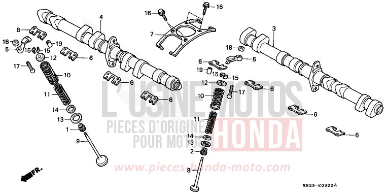 ARBRE A CAMES/SOUPAPE de CBR1000F PASSION RED (R109B) de 1990