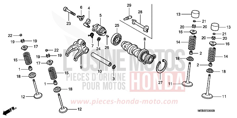 ARBRE A CAMES/SOUPAPE de CRF450R EXTREME RED (R292) de 2004