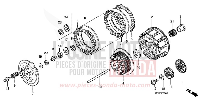 EMBRAYAGE de CRF450R EXTREME RED (R292) de 2004