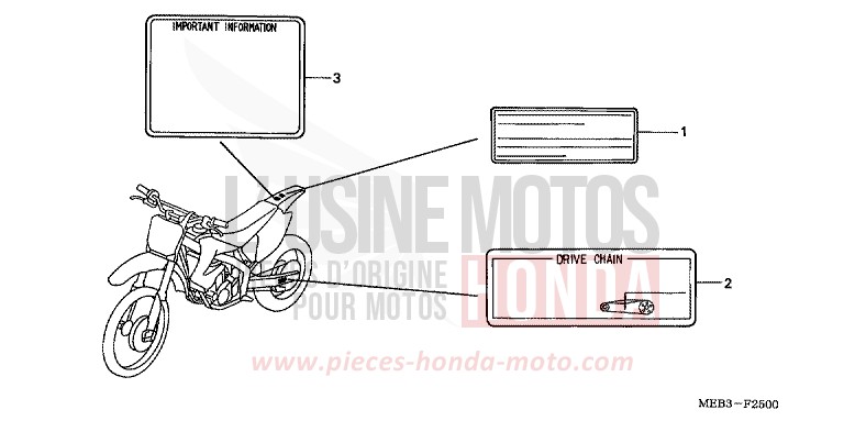 ETIQUETTE DE PRECAUTIONS de CRF450R EXTREME RED (R292) de 2007