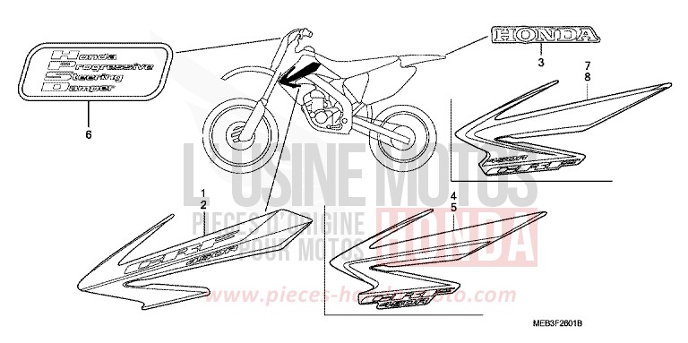 MARQUE (CRF450R6,7,8) de CRF450R EXTREME RED (R292) de 2007