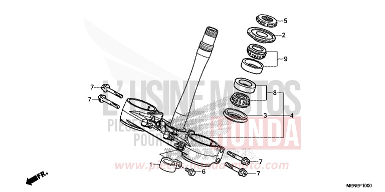 TIGE DE DIRECTION de CRF450R EXTREME RED (R292) de 2014