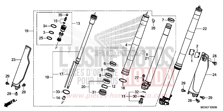 FOURCHETTE AVANT (D/E) de CRF450R EXTREME RED (R292) de 2014