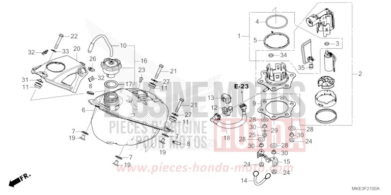 RESERVOIR A CARBURANT (CRF450R) de CRF450R EXTREME RED (R292) de 2018