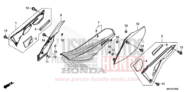 SIEGE/COUVERCLE LATERAL de CRF450R EXTREME RED (R292) de 2018