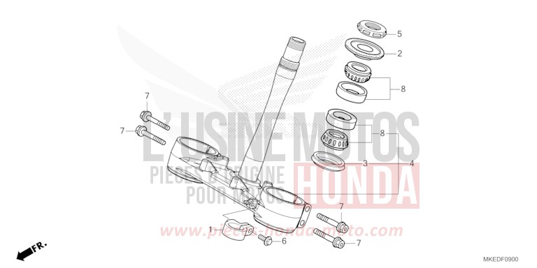 TIGE DE DIRECTION de CRF450R EXTREME RED (R292) de 2021