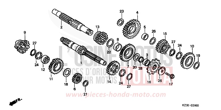 BOITE DE VITESSES de CR250R EXPLOSION RED (R254) de 2001