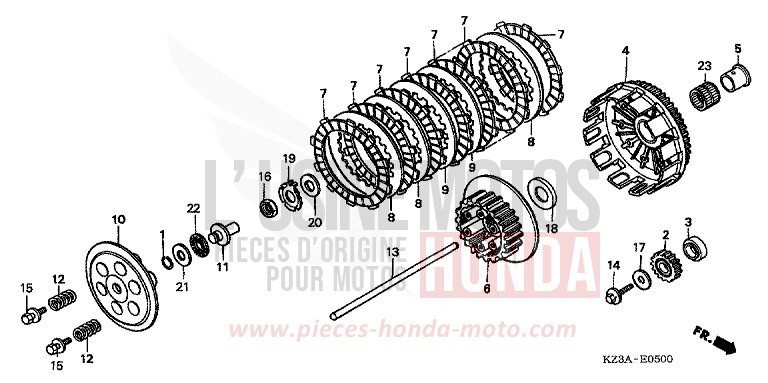 EMBRAYAGE de CR250R EXPLOSION RED (R254) de 2002