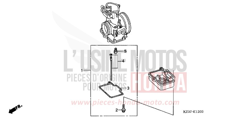 CARBURATEUR EN OPTION NECESSAIRE DE PIECES (CR250R4-7) de CR250R EXTREME RED (R292) de 2006