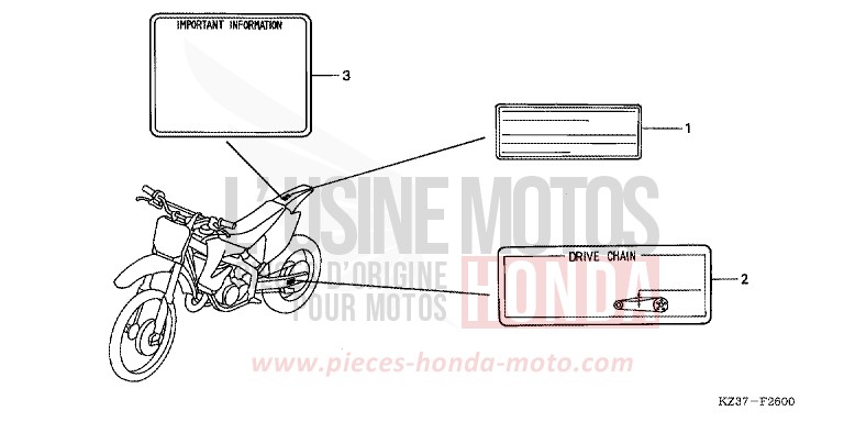 ETIQUETTE DE PRECAUTIONS de CR250R EXTREME RED (R292) de 2006