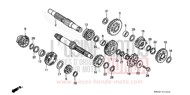 BOITE DE VITESSES de CR250R FLASH RED (R119) de 1985