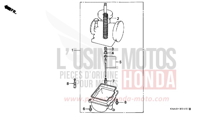 CARBURATEUR NECESSAIRE PIECES OPTION (2) de CR250R FLASH RED (R119) de 1985