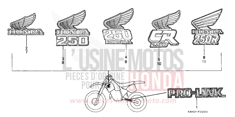 MARQUE/RAYURE de CR250R FLASH RED (R119) de 1985