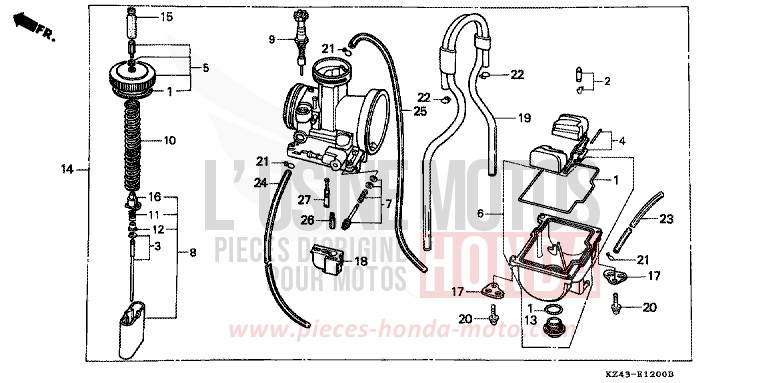 CARBURATEUR de CR125R NEUCLEAR RED (R177) de 1991