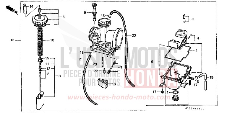 CARBURATEUR de CR500R NEUCLEAR RED (R177) de 1993