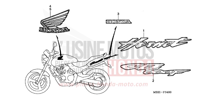 MARQUE (CB600F2) de Hornet NOIR (NH1) de 2002