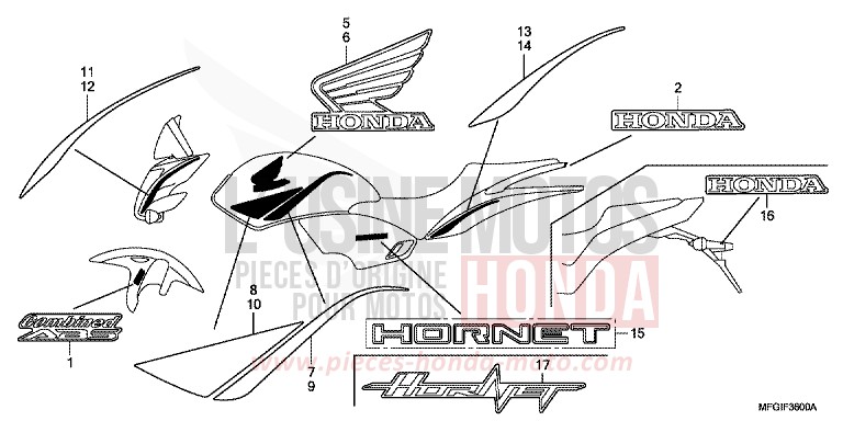 MARQUE/RAYURE de Hornet PEARL SPRINT YELLOW (Y211) de 2011