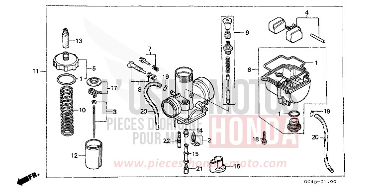 CARBURATEUR de CR80R FLASH RED (R119) de 1985