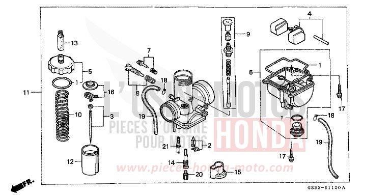 CARBURATEUR de CR80R FLASH RED (R119) de 1990