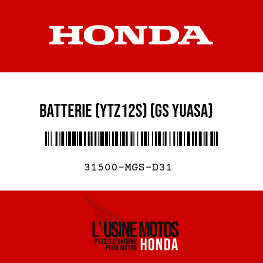 image de 31500-MGS-D31 BATTERIE (YTZ12S) (GS YUASA)