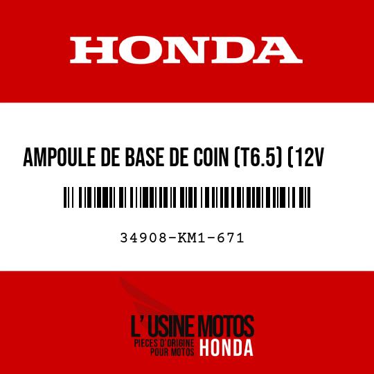 image de 34908-KM1-671 AMPOULE DE BASE DE COIN (T6.5) (12V 3W)