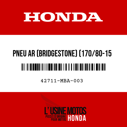 image de 42711-MBA-003 PNEU AR (BRIDGESTONE) (170/80-15 M/C 77S)