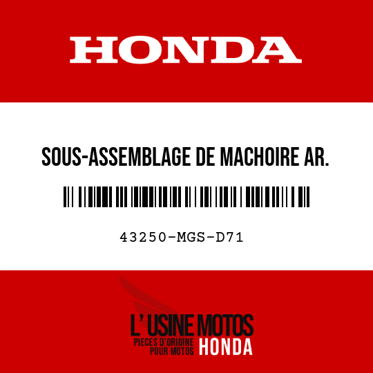 image de 43250-MGS-D71 SOUS-ASSEMBLAGE DE MACHOIRE AR. (NISSIN)