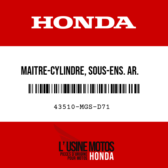 image de 43510-MGS-D71 MAITRE-CYLINDRE, SOUS-ENS. AR. (NISSIN)