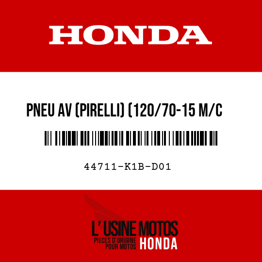 image de 44711-K1B-D01 PNEU AV (PIRELLI) (120/70-15 M/C 56S)