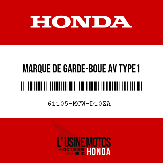 image de 61105-MCW-D10ZA MARQUE DE GARDE-BOUE AV TYPE1