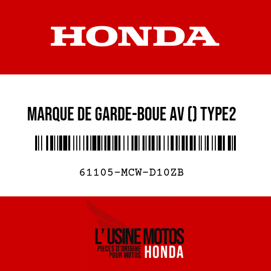 image de 61105-MCW-D10ZB MARQUE DE GARDE-BOUE AV () TYPE2