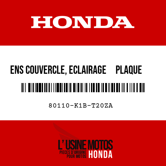 image de 80110-K1B-T20ZA ENS COUVERCLE, ECLAIRAGE     PLAQUE (WL) TYPE1