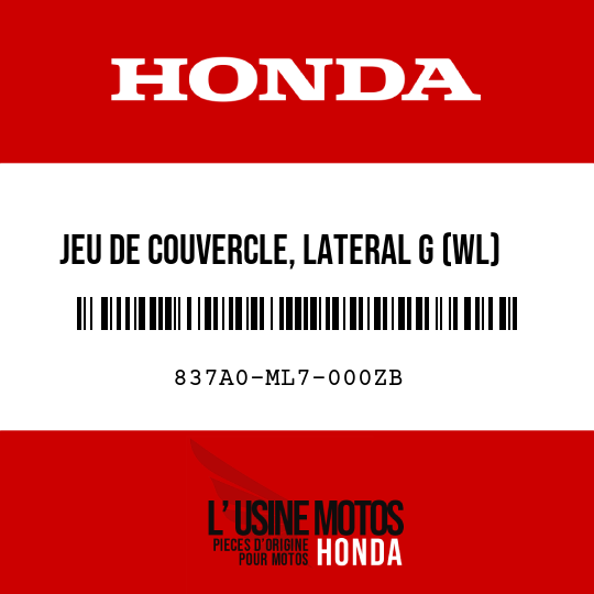 image de 837A0-ML7-000ZB JEU DE COUVERCLE, LATERAL G (WL) PB161CU 