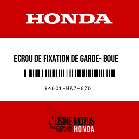 image de 84601-HA7-670 ECROU DE FIXATION DE GARDE- BOUE