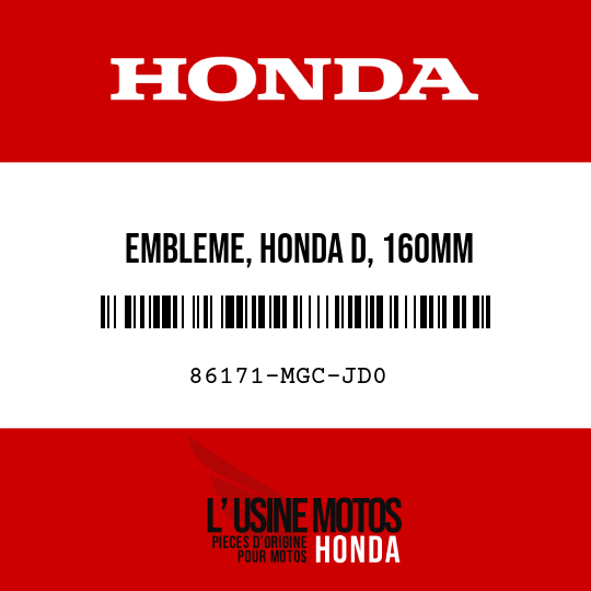 image de 86171-MGC-JD0 EMBLEME, HONDA D, 160MM