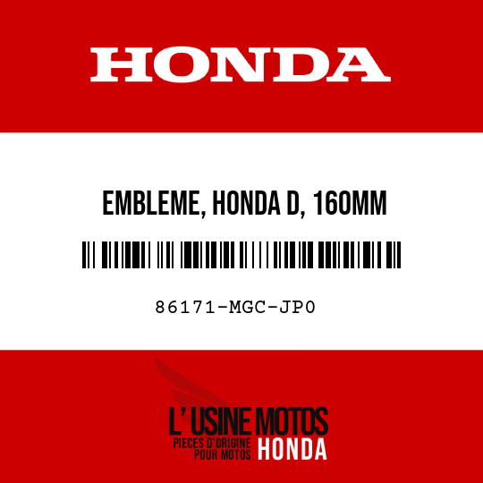 image de 86171-MGC-JP0 EMBLEME, HONDA D, 160MM