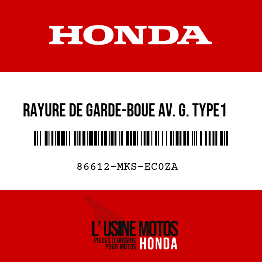 image de 86612-MKS-EC0ZA RAYURE DE GARDE-BOUE AV. G. TYPE1