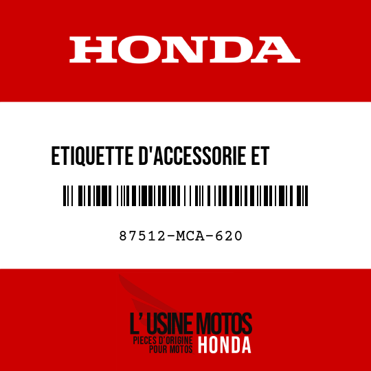 image de 87512-MCA-620 ETIQUETTE D'ACCESSORIE ET     CHARGE