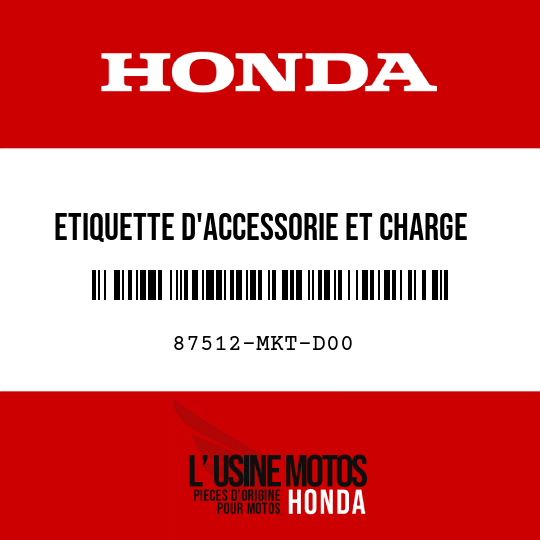 image de 87512-MKT-D00 ETIQUETTE D'ACCESSORIE ET CHARGE