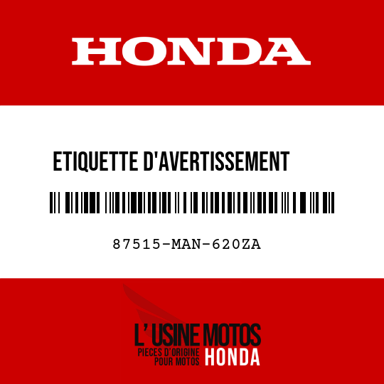 image de 87515-MAN-620ZA ETIQUETTE D'AVERTISSEMENT     D'HUILE DE MOTEUR TYPEG (FRANCAIS)