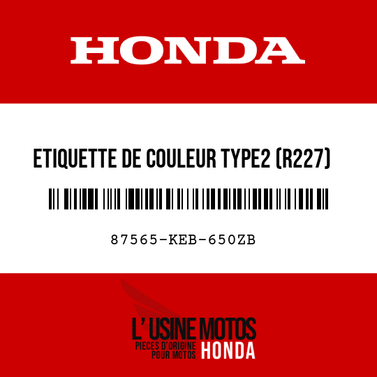 image de 87565-KEB-650ZB ETIQUETTE DE COULEUR TYPE2 (R227)