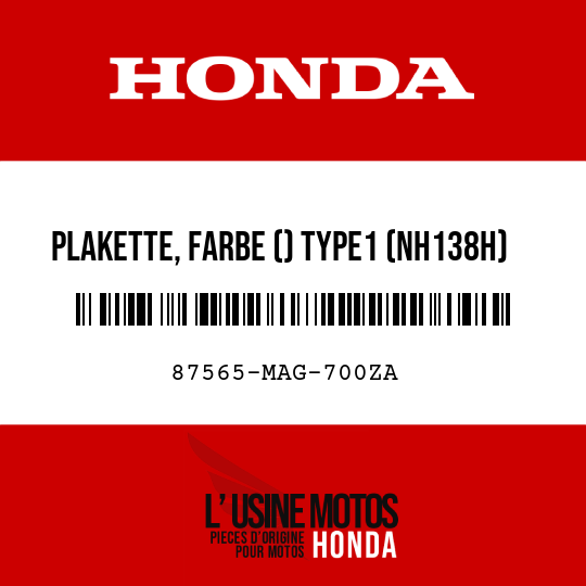 image de 87565-MAG-700ZA PLAKETTE, FARBE () TYPE1 (NH138H) (TYPE1 )