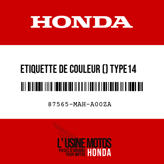 image de 87565-MAH-A00ZA ETIQUETTE DE COULEUR () TYPE14 (NH1QA)