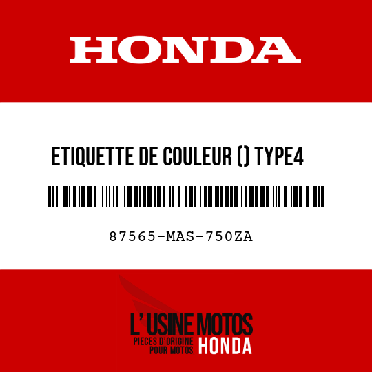 image de 87565-MAS-750ZA ETIQUETTE DE COULEUR () TYPE4 (NH196K)