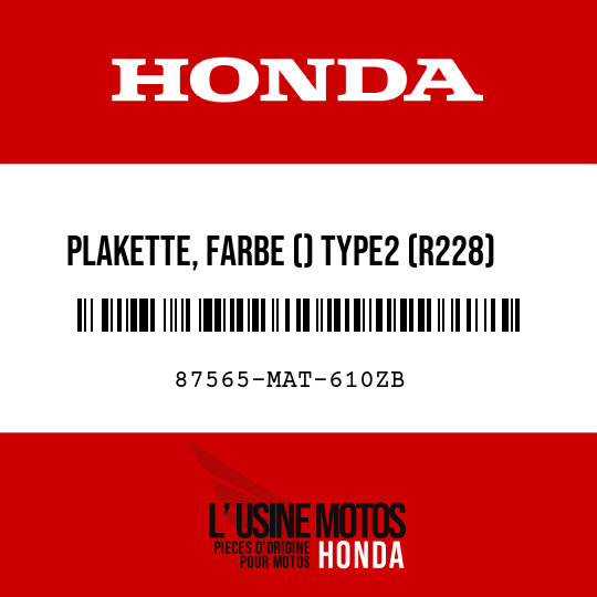 image de 87565-MAT-610ZB PLAKETTE, FARBE () TYPE2 (R228) (TYPE2 )